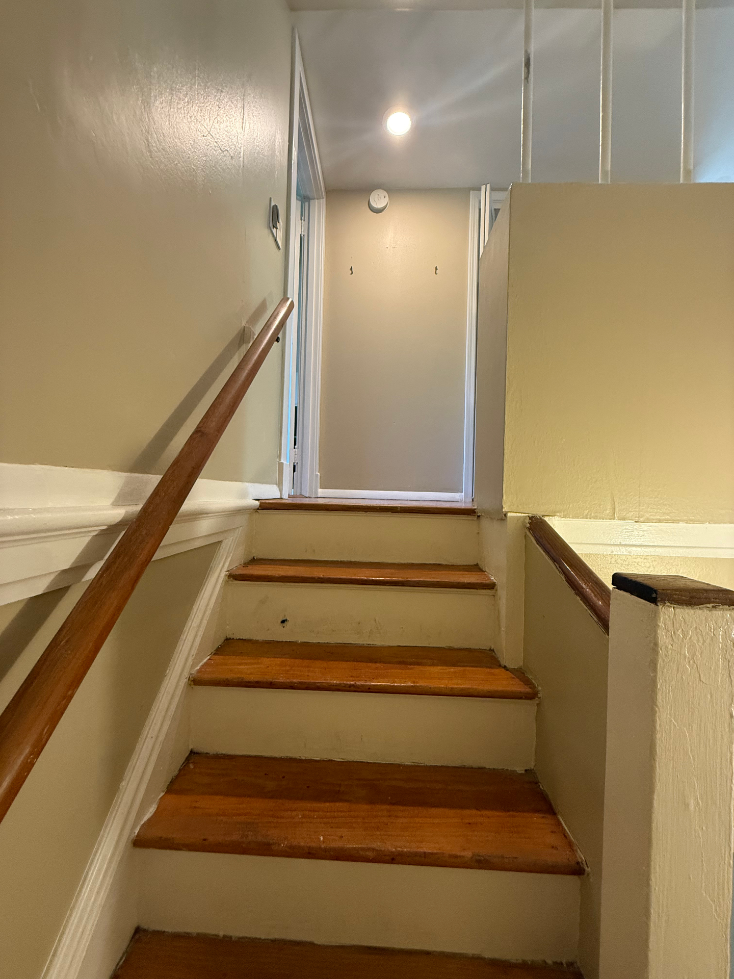 Upward view of the staircase