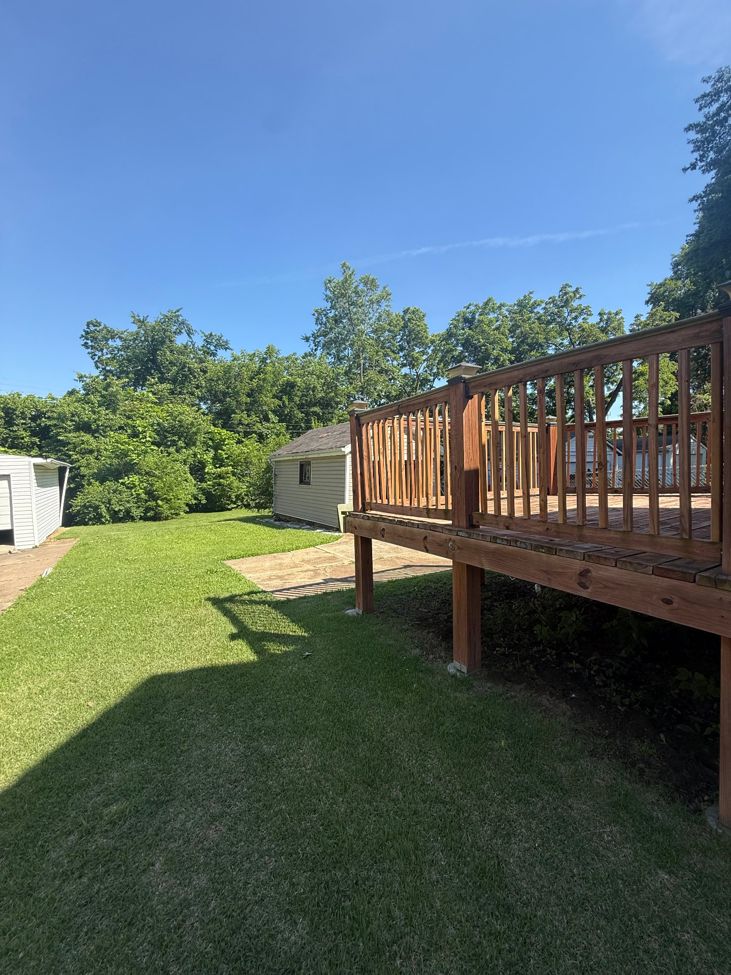 Rear wooden deck from the left side